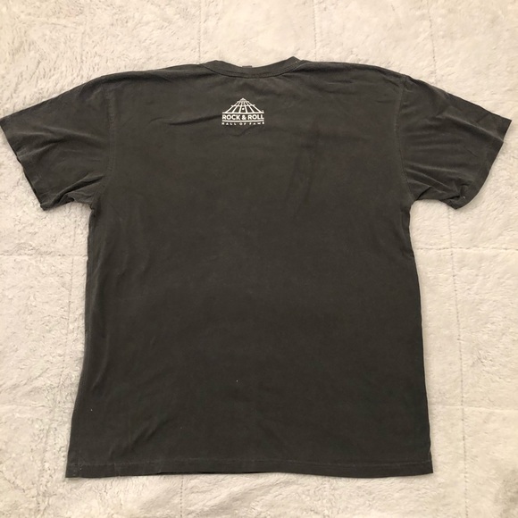 Rock & Roll 1986 Hall Of Fame Tour Blue Guitar Charcoal Gray Shirt Mens size L - Picture 4 of 5